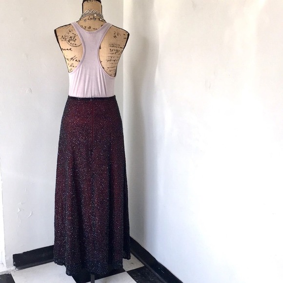 Maxi skirt hand multicolor beads red lined size XS - Picture 10 of 10